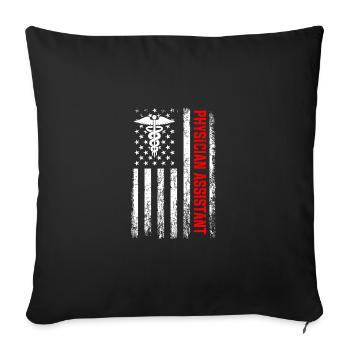Physician Assistant american flag, Physician Assi - Sofa pillowcase 17,3'' x 17,3'' (45 x 45 cm) - black - Front