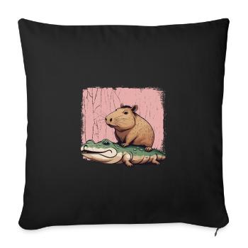 Capybara Capybara Cadeau drôle mignon - Housse de coussin décorative 45 x 45 cm - noir - Devant