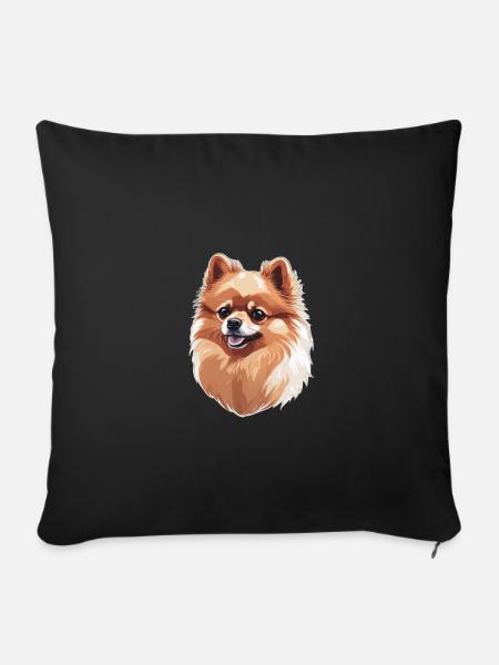 Zwergspitz Hund - Sofakissenbezug 45 x 45 cm - Schwarz