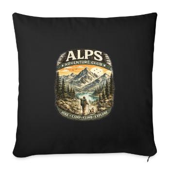 Alpes Aventure Patch Montagnes - Housse de coussin décorative 45 x 45 cm - noir - Devant