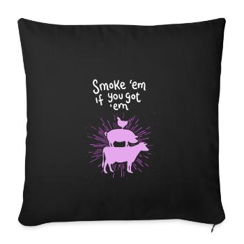 Fleisch zum Grillen - Sofakissenbezug 45 x 45 cm - Schwarz - Vorne