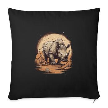 Rhinoceros Rhino Rhinoceros - Sofa pillowcase 17,3'' x 17,3'' (45 x 45 cm) - black - Front