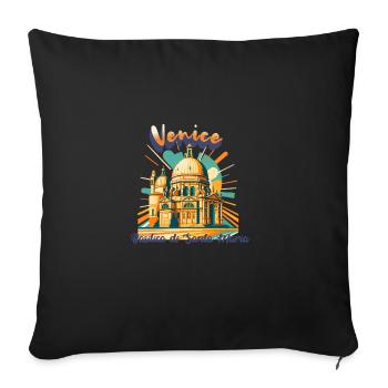 Basilica di Santa Maria - Retro Travel Shirt - Sofa pillowcase 17,3'' x 17,3'' (45 x 45 cm) - black - Front
