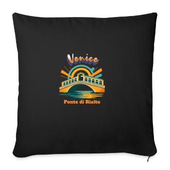 PONTE DI RIALTO – Venice Italy Retro Travel Shirt - Sofa pillowcase 17,3'' x 17,3'' (45 x 45 cm) - black - Front