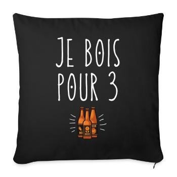 Je bois pour 3 - Housse de coussin décorative 45 x 45 cm - noir - Devant