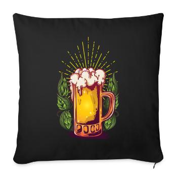 267 verre à bière - Housse de coussin décorative 45 x 45 cm - noir - Devant