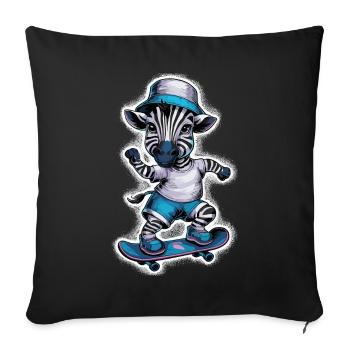 Zebra auf Skateboard Skater Skateboarding für - Sofakissenbezug 45 x 45 cm - Schwarz - Vorne