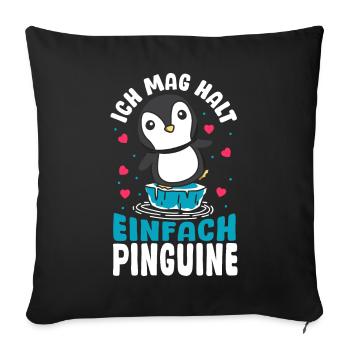 Pingouin - J’aime bien les pingouins - Housse de coussin décorative 45 x 45 cm - noir - Devant