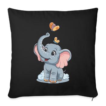 Niedlicher Elefant für Kinder für Kinder - Sofakissenbezug 45 x 45 cm - Schwarz - Vorne