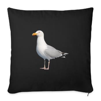Möwe__Nordisch - Sofakissenbezug 45 x 45 cm - Schwarz - Vorne