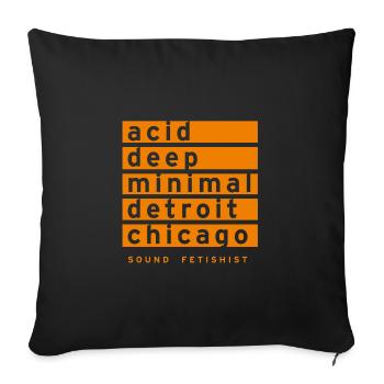 acide, profond, minimal, detroit, chicago - Housse de coussin décorative 45 x 45 cm - noir - Devant