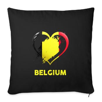 Belgium Heart - Découvrez des designs uniques - Housse de coussin décorative 45 x 45 cm - noir - Devant