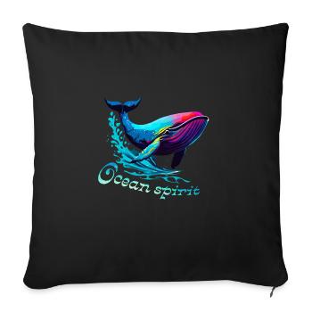 Ocean spirit. Whale - Sofa pillowcase 17,3'' x 17,3'' (45 x 45 cm) - black - Front