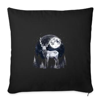 Hirsch Wald Mond Natur - Sofakissenbezug 45 x 45 cm - Schwarz - Vorne