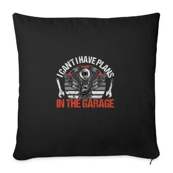 Je ne peux pas avoir des plans dans le garage automobile - Housse de coussin décorative 45 x 45 cm - noir - Devant