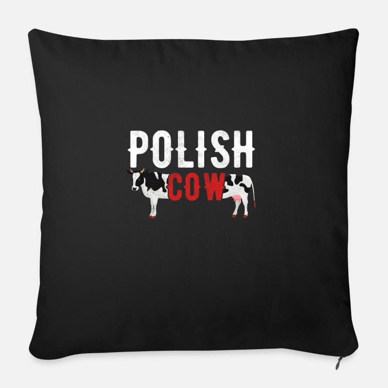 Polish Cow Polnische Kuh - Sofakissenbezug 45 x 45 cm - Schwarz