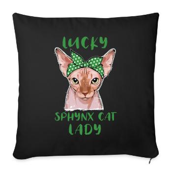 Lucky Sphynx Cat Lady St. Patricks Day - Sofakissenbezug 45 x 45 cm - Schwarz - Vorne