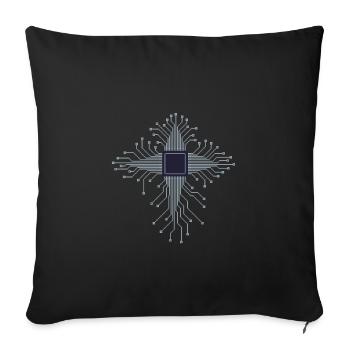 Pixel Art CPU Herz Platine Geschenk für PC Nerds - Sofakissenbezug 45 x 45 cm - Schwarz - Vorne
