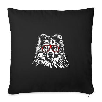 SHETLAND SHEEPDOG Sheltie Lunettes Chiens Wilsigns - Housse de coussin décorative 45 x 45 cm - noir - Devant