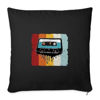 Retro cassette melting - Sofa pillowcase 17,3'' x 17,3'' (45 x 45 cm) - black - Front
