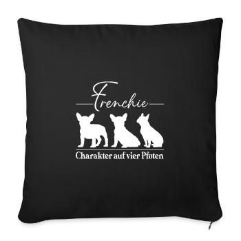 Frenchie Charakter auf vier Pfoten - Sofakissenbezug 45 x 45 cm - Schwarz - Vorne