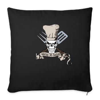 Maître de Cuisine - Chef Skull - Housse de coussin décorative 45 x 45 cm - noir - Devant