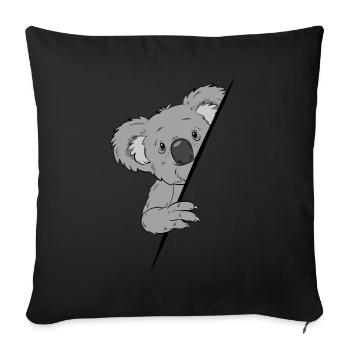 Lustiger Koala schaut um die Ecke - Geschenk - Sofakissenbezug 45 x 45 cm - Schwarz - Vorne