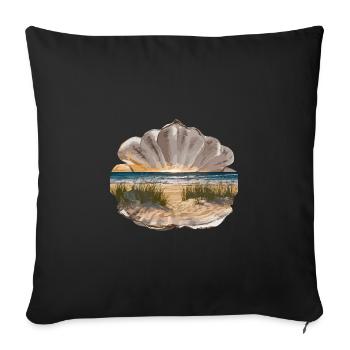 Muschel Strand Szene Serene Ozean Landschaft - Sofakissenbezug 45 x 45 cm - Schwarz - Vorne