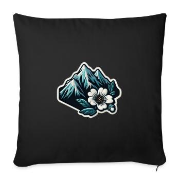 Bergblüte Patchmotiv - Sofakissenbezug 45 x 45 cm - Schwarz - Vorne