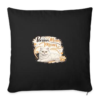 Cœur de maman perse de chat - Housse de coussin décorative 45 x 45 cm - noir - Devant