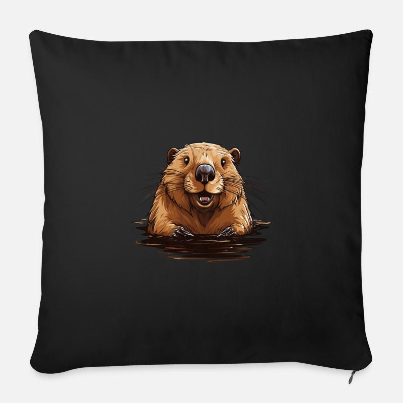 Biber für einen Biberliebhaber Naturschützer - Sofakissenbezug 45 x 45 cm - Schwarz
