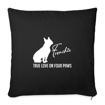 Frenchie amour sur quatre pattes - Housse de coussin décorative 45 x 45 cm - noir - Devant