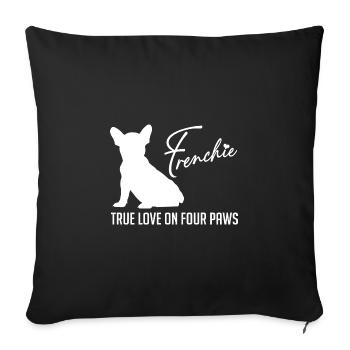Frenchie amour sur quatre pattes - Housse de coussin décorative 45 x 45 cm - noir - Devant