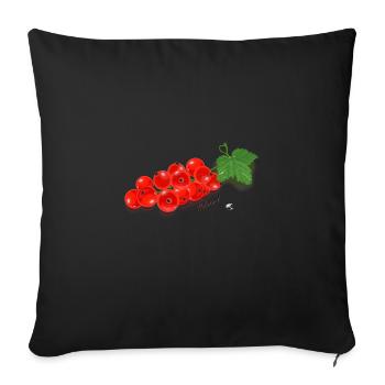 Groseille rouge sur une branche avec une feuille verte de thé - Housse de coussin décorative 45 x 45 cm - noir - Devant