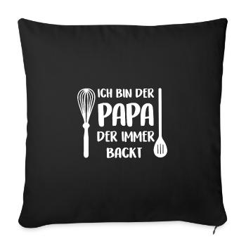 Der Papa der immer backt Backutensilien und Spruch - Sofakissenbezug 45 x 45 cm - Schwarz - Vorne