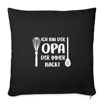 Der Opa der immer backt mit Schneebesen Kochlöffel - Sofakissenbezug 45 x 45 cm - Schwarz - Vorne