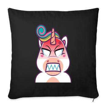 Angry Unicorn T-shirt Gift Evil Gift - Sofa pillowcase 17,3'' x 17,3'' (45 x 45 cm) - black - Front