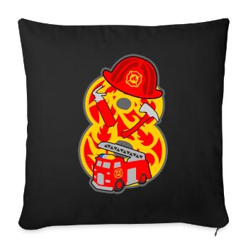 Feuerwehrmann 8. Geburtstagsparty Nummer 8 - 8 Jah - Sofakissenbezug 45 x 45 cm - Schwarz - Vorne