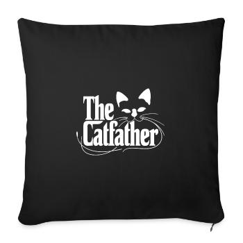 Logo du Papa Chat Parodie Parrain - Housse de coussin décorative 45 x 45 cm - noir - Devant