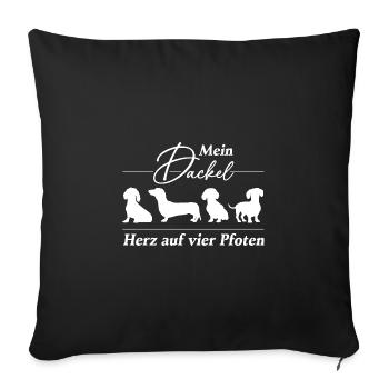 Dackel Herz auf vier Pfoten. Dackelsilhouetten - Sofakissenbezug 45 x 45 cm - Schwarz - Vorne