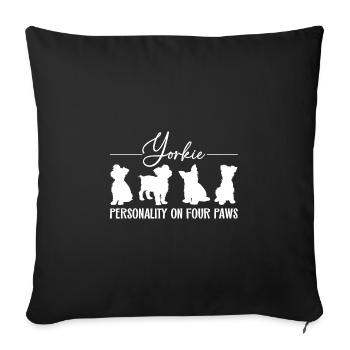 Personnalité du Yorkshire Terrier sur quatre pattes. - Housse de coussin décorative 45 x 45 cm - noir - Devant
