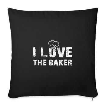 J’aime le boulanger avec un chapeau de boulanger et un dicton - Housse de coussin décorative 45 x 45 cm - noir - Devant