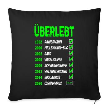 2020 Überlebt - Sofakissenbezug 45 x 45 cm - Schwarz - Vorne