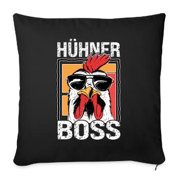 Hühner Boss cooler Hahn für Landwirt oder Bauer - Sofakissenbezug 45 x 45 cm - Schwarz - Vorne