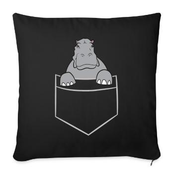 Hippopotame - Dans la poche poitrine / poche chemise - Housse de coussin décorative 45 x 45 cm - noir - Devant