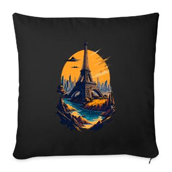 Tour abstraite de Paris - Housse de coussin décorative 45 x 45 cm - noir - Devant