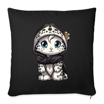 Schneeleopard Winter leopard Comic Niedlich - Sofakissenbezug 45 x 45 cm - Schwarz - Vorne