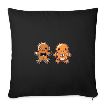 Gingerbread woman and gingerbread man - Sofa pillowcase 17,3'' x 17,3'' (45 x 45 cm) - black - Front