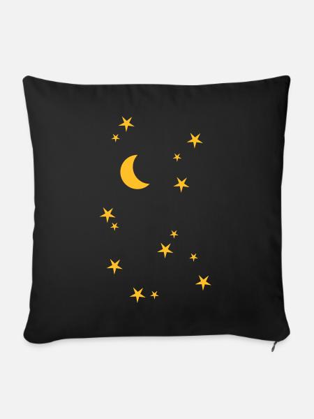 Nachthimmel mit Mond und Sternen - Sofakissenbezug 45 x 45 cm - Schwarz