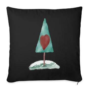 Heart tree watercolor illustration - Sofa pillowcase 17,3'' x 17,3'' (45 x 45 cm) - black - Front